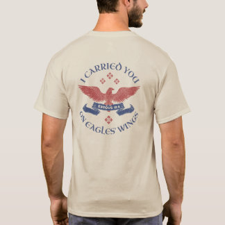 Schrift 'Adlers Flügel' Exodus 19:4 Rot/Blau T-Shirt