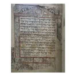 Schrift an der Mauer in der Synagoge Izaac in Krak Fotodruck