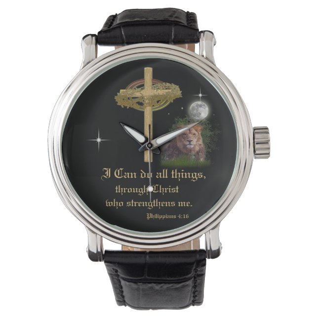 Schrift Bibelvers Armbanduhr (Vorderseite)