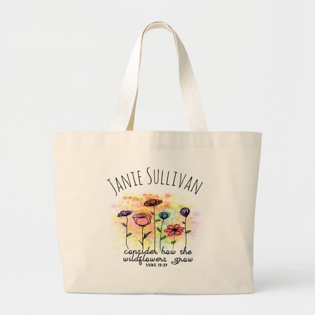 Schrift Blumenname Große Tote Tasche (Vorne)