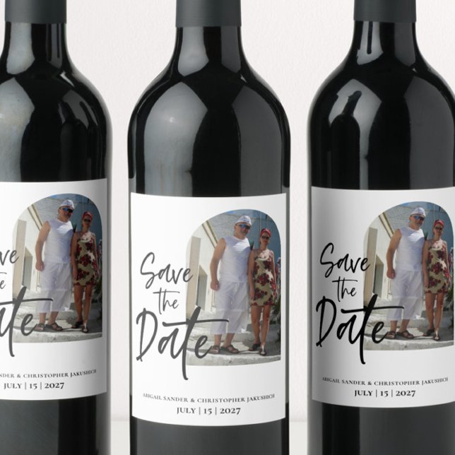 Schrift Foto Save the Date Einladung Weinetikett (Von Creator hochgeladen)