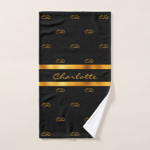 Schrift für schwarze goldene Monogramm-Initialen Handtuch