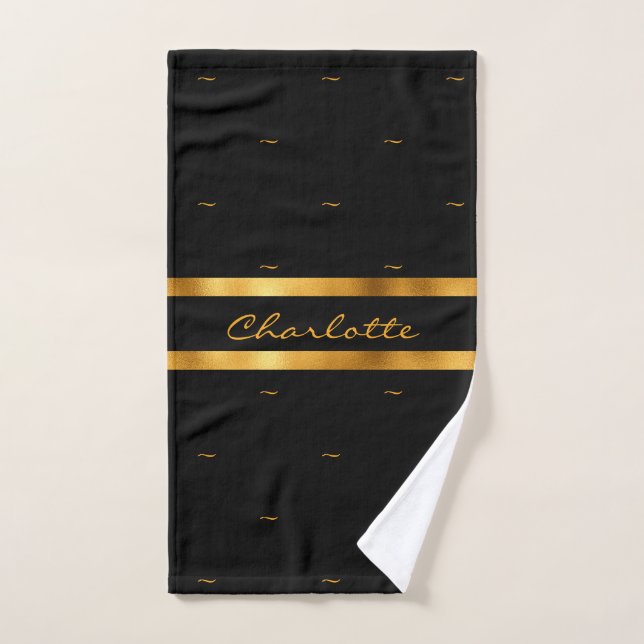 Schrift für schwarze goldene Monogramm-Initialen Handtuch (Handtuch)