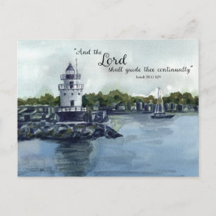 Schrift Jesaja 58:11 Maine Leuchtturm Aquarell Postkarte