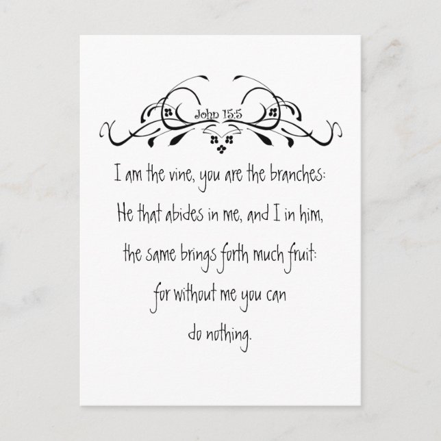 Schrift, John 5:15 Ich bin der Wein Postkarte (Vorderseite)