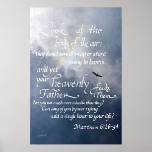 Schrift Kalligrafie Matthew 6 26 34 Bibelverse Poster