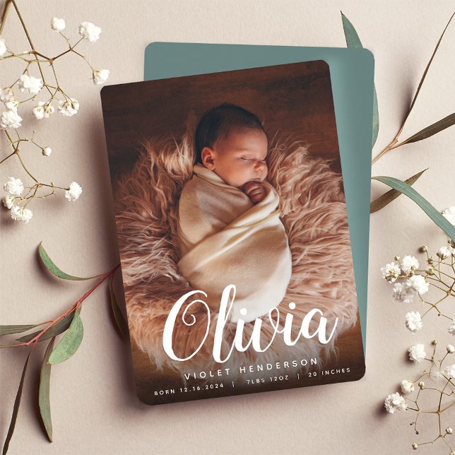 Schrift Name | Geburt eines vertikalen Fotos Ankündigung (Von Creator hochgeladen)