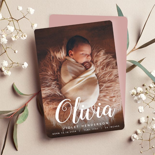 Schrift Name | Geburt eines vertikalen Fotos Ankündigung (Von Creator hochgeladen)