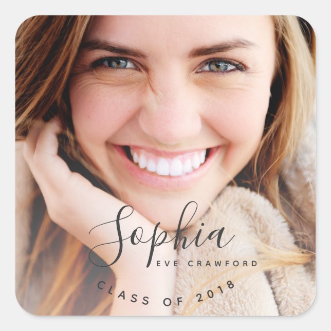 Schrift Name Quadratischer Aufkleber (Vorderseite)