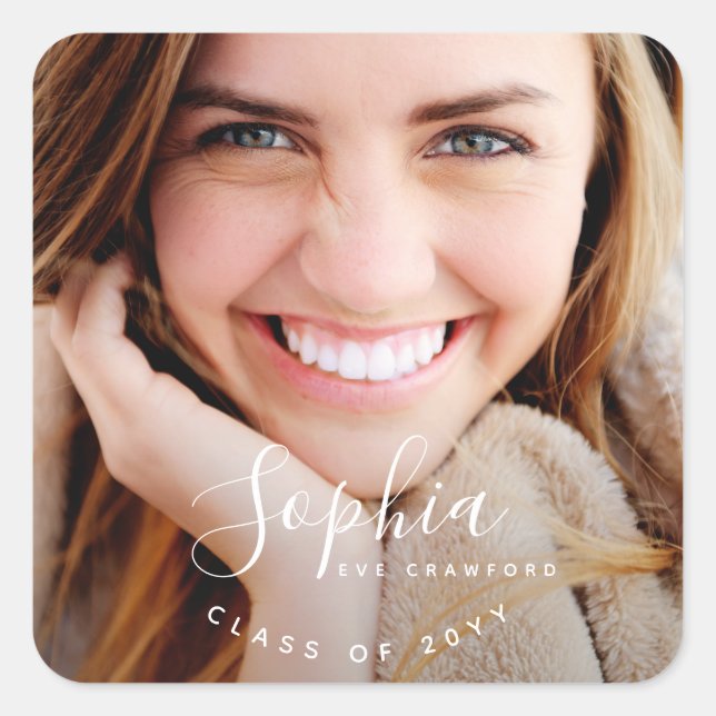 Schrift Name Quadratischer Aufkleber (Vorderseite)