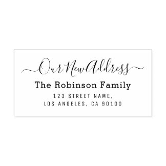 Schrift neue Adresse modern elegant Permastempel