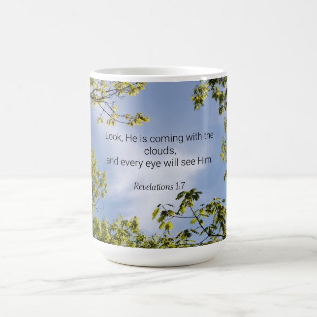 Schrift, Offenbarungen 1:7, Kaffeetasse (Mittel)