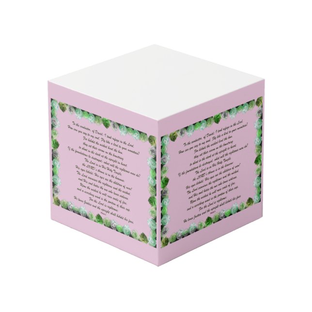 Schrift, Psalm 11, Bibelverse, Würfel (Vorderseite Schrägansicht)