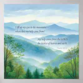 Schrift Psalm 121 Ich hebe die Augen zu den Bergen Poster