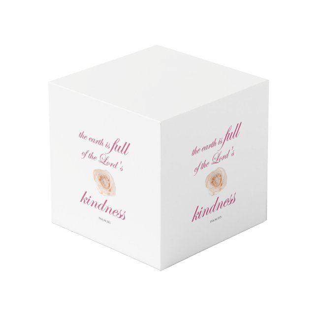 Schrift, Psalm 33, Full Kindness White Rose Würfel (Vorderseite Schrägansicht)