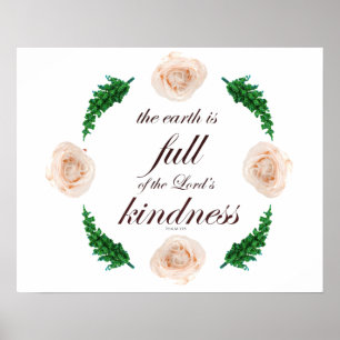 Schrift, Psalm 33, Weiße Rosen und grüne Zweige Poster