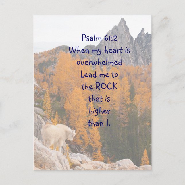 Schrift Psalm 61:2 Fels Höher als ich bin Postkarte (Vorderseite)