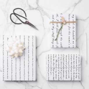 Schrift Psalms Schwarz und Weiß Trendy Chic Geschenkpapier Set