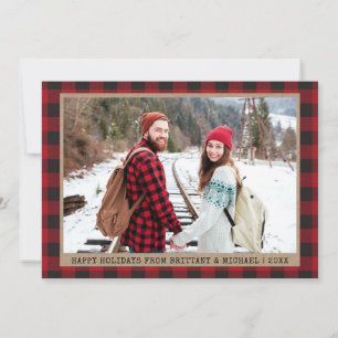 Schrift Schriftart Weihnachts-Foto Kraft Red Karie Feiertagskarte