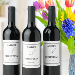 Schrift Schwarz Weiß Hochzeit Wein Etikett
