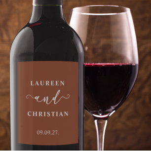 Schrift-Terrakotta-Hochzeit Weinetikett