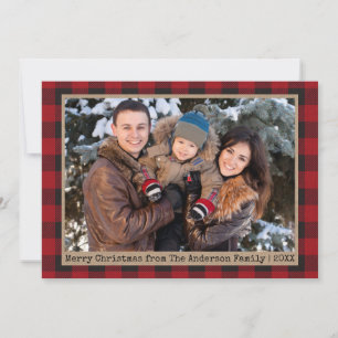 Schrift Text Karierte Weihnachtsfamilie Foto Kraft Feiertagskarte
