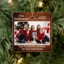 Schrift Text Wood First Christmas Neue Zuhause Keramikornament