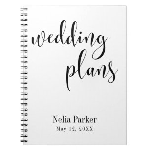 Schrift-Typografie-Hochzeitsplaner 2 in Schwarz au Notizblock