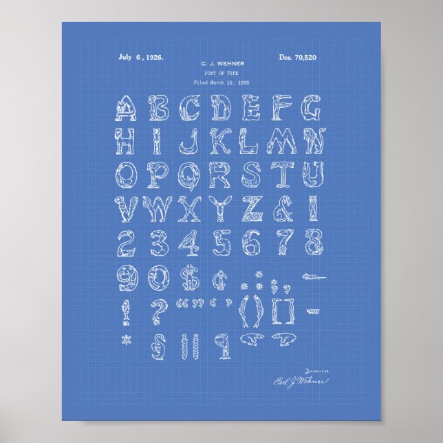 Schriftart 1926 - Kunstkonzept für Patente Poster (Vorne)