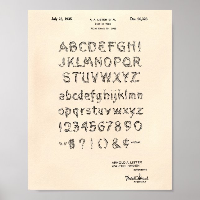 Schriftart 1935 Patentkunst Alter Pfleger Poster (Vorne)