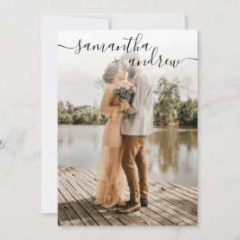 Schriftart 5 Fotos Hochzeit, ganz in Weiß Einladung