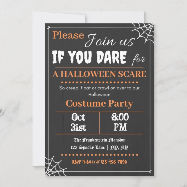 Schriftart-astisches Halloween-Party Einladung (Vorderseite)