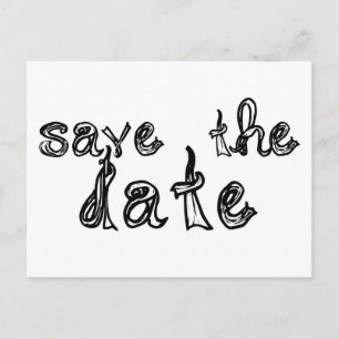 Schriftart aus Save the Date schwarz und weiß Ankündigungspostkarte