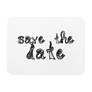 Schriftart aus Save the Date schwarz-weißem Stoff Magnet