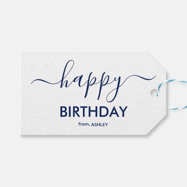 Schriftart Casual Happy Birthday Geschenkanhänger (Vorderseite (Horizontal))