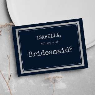 Schriftart der Navy-Silber-Schreibmaschine rustika Einladung