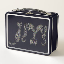 Schriftart für benutzerdefinierte Katzen Monogramm Metall Brotdose