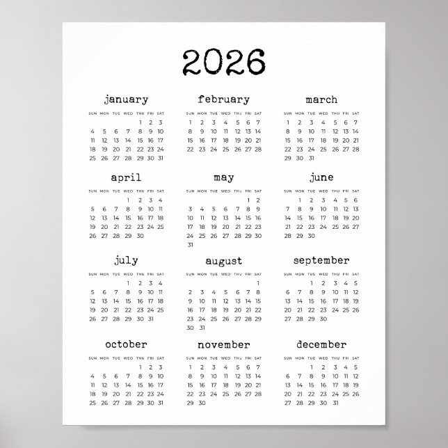 Schriftart für Schreibmaschine - Minimalist 2023 Poster (Vorne)