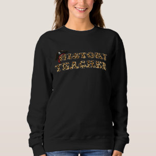 Schriftart History Teacher Pirate Leopard Sweatshirt