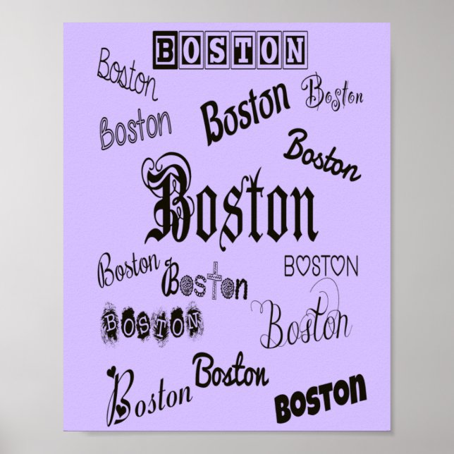 Schriftart in Boston auf Lavender Poster (Vorne)
