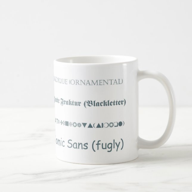 Schriftart klassifiziert Tasse (Rechts)