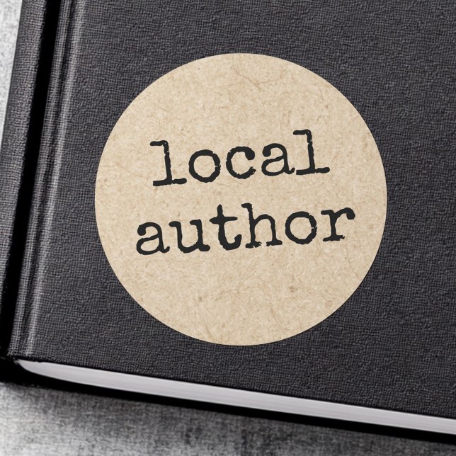 Schriftart Kraft Paper Look Runder Aufkleber (Local author typewriter font Kraft paper look Classic Round Sticker)