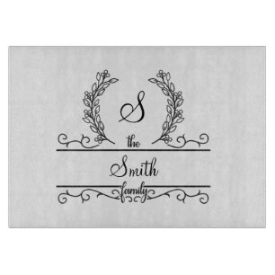 Schriftart Monogramm Familienname Blätter Schneidebrett