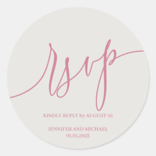 Schriftart Signature Elegant rosa RSVP Runder Aufkleber