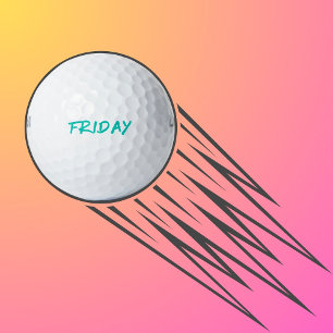 Schriftbild "Freitag" in Türkis Golfball