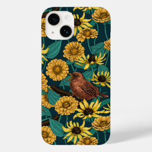 Schriften und Blume in dunkelblau Case-Mate iPhone 14 Hülle