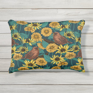 Schriften und Blume in dunkelblau Kissen Für Draußen