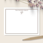 Schriftfamilie Initialen Monogramm Braunes Briefpa Mitteilungskarte<br><div class="desc">Dieses Design enthält einen dünnen doppelten Rahmen mit Platz für einen Namen und einem hübschen Monogramm in Schreibschrift oben. Klicken Sie auf die Schaltfläche "Anpassen", wenn Sie die Designelemente anpassen und/oder den Text weiter ändern möchten! Variationen dieses Designs, zusätzliche Farben sowie passende Produkte sind in unserem Shop erhältlich unter zazzle.com/store/doodlelulu....</div>