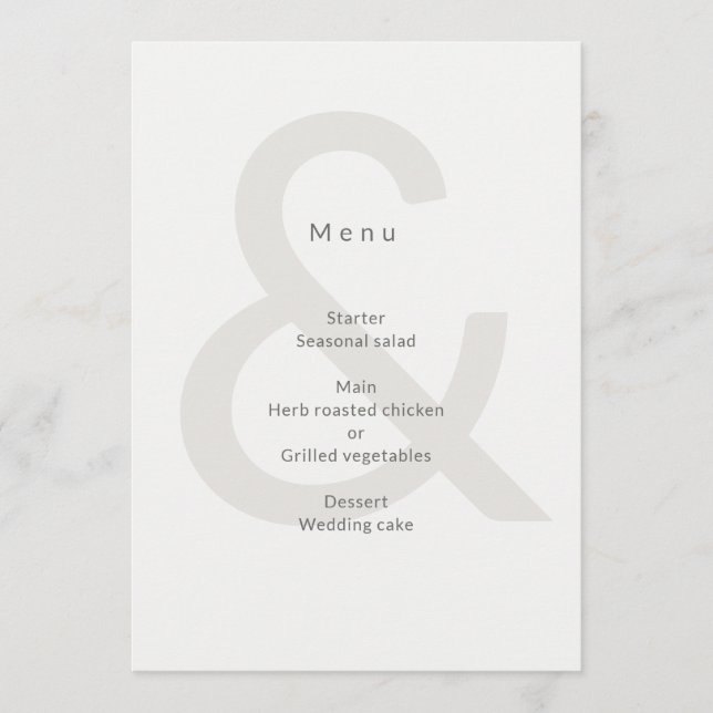 Schriftgestaltung Hochzeit Menükarte (Vorderseite)