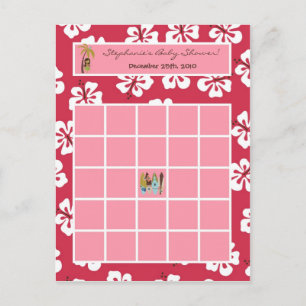 Schriftliche Bingo Card Rosa Hawaiian Luau Tropica Einladungspostkarte